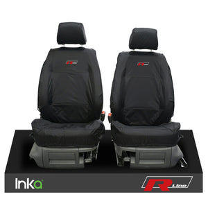 VW CADDY MAXI LIFE KOMBI INKA TAILORED WATERPROOF SEAT COVERS R-LINE EMBROIDERY [Choice of 3 Colours]