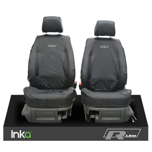 VW CADDY MAXI LIFE KOMBI INKA TAILORED WATERPROOF SEAT COVERS R-LINE EMBROIDERY [Choice of 3 Colours]
