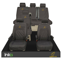 Load image into Gallery viewer, VW CALIFORNIA OCEAN/COAST/BEACH/SURF T5.1,T6,T6.1 FRONT REAR TAILORED SEAT COVERS WITH ISOFIX BLACK
