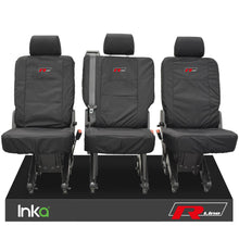 Load image into Gallery viewer, VW Transporter T6 Shuttle 3x Single Inka Tailored Black Waterproof Seat Covers R-Line Embroidery
