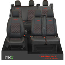 Load image into Gallery viewer, Ford Transit Custom INKA Front &amp; Rear Triple Seat Covers Black Bentley Diamond Quilt MY 2012-2023
