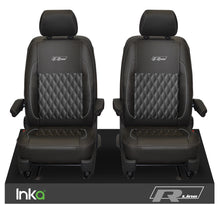 Load image into Gallery viewer, VW Transporter T6.1,T6,T5.1 R-Line INKA Front 1+1 Diamond Quilted Tailored Seat Covers Black MY 2015 Onwards ( Choice of 6 Colors )
