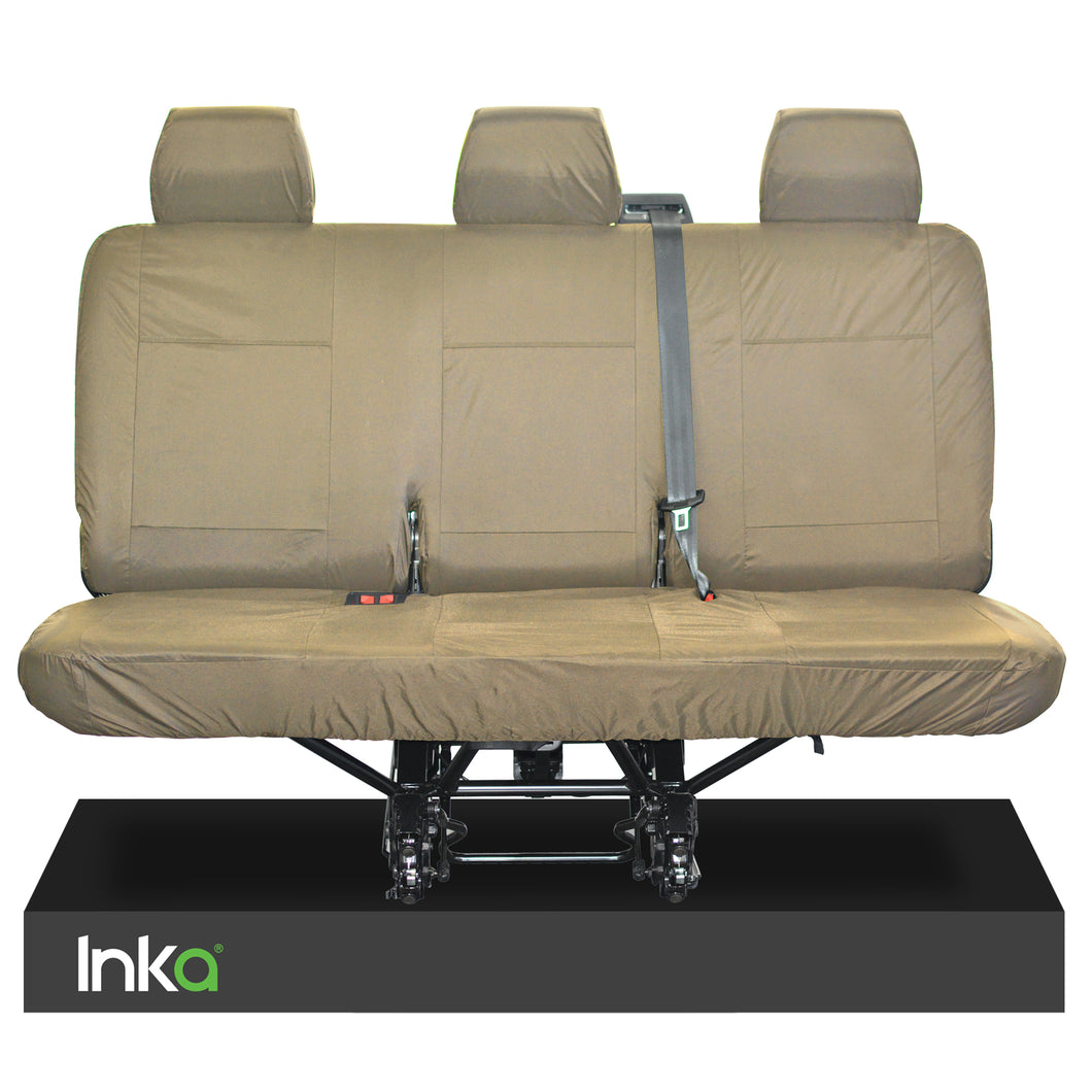 Volkswagen (VW) Transporter T5 Fully Tailored Waterproof Rear Triple Bench Seat Cover 2006-2015 Heavy Duty Right Hand Drive Beige