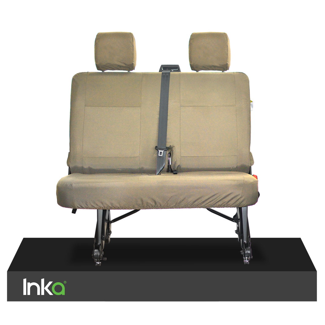 Volkswagen (VW) Transporter T5 Fully Tailored Waterproof Double Bench Seat Covers 2006-2015 Heavy Duty Right Hand Drive Beige