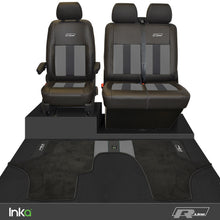 Load image into Gallery viewer, VW Transporter T6.1,T6,T5.1 R-Line Front 1+2 Striped Tailored Seat Covers &amp; Matching Tailored Floor Mat ( Choice of 6 Colours )
