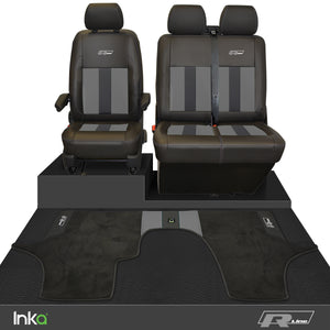 VW Transporter T6.1,T6,T5.1 R-Line Front 1+2 Striped Tailored Seat Covers & Matching Tailored Floor Mat ( Choice of 6 Colours )