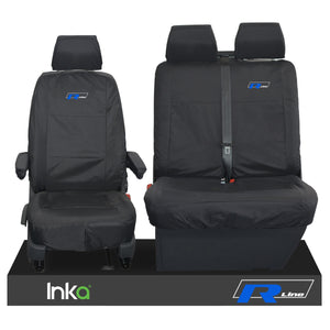 VW Transporter R-Line T6 Shuttle Front 1+2 Waterproof Seat Covers Black