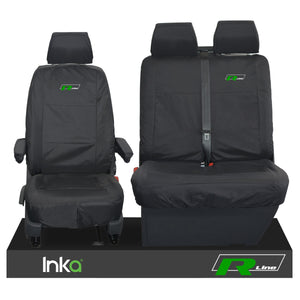 VW Transporter R-Line T6 Shuttle Front 1+2 Waterproof Seat Covers Black