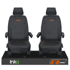 VW Transporter T6.1,T6,T5.1 Kombo or Panel Van Inka Front 1+1 Waterproof Seat Covers Black