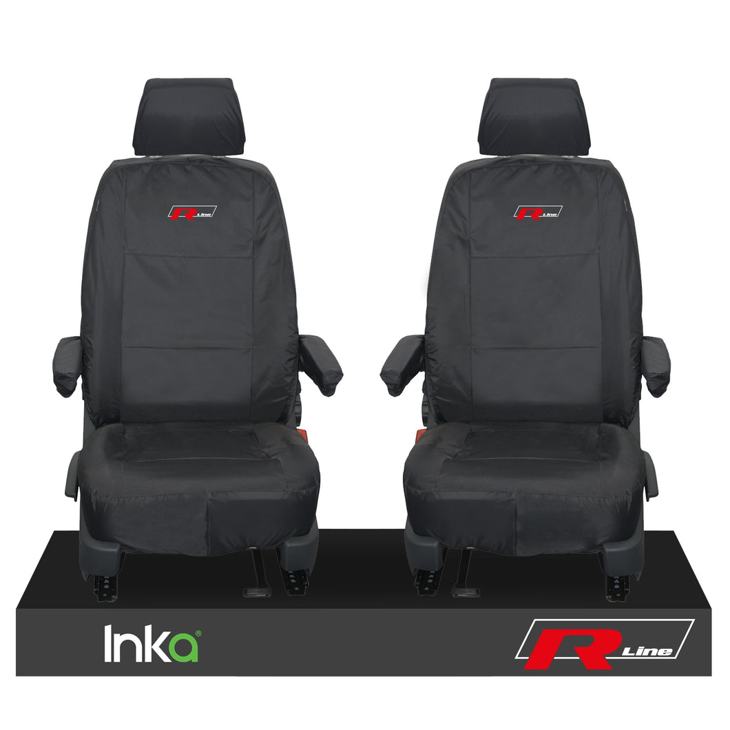 VW Transporter T6.1,T6,T5.1 Kombo or Panel Van Inka Front 1+1 Waterproof Seat Covers Black