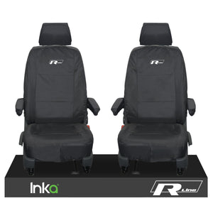 VW Transporter T6.1,T6,T5.1 Kombo or Panel Van Inka Front 1+1 Waterproof Seat Covers Black