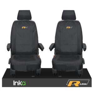 VW Transporter T6.1,T6,T5.1 Kombo or Panel Van Inka Front 1+1 Waterproof Seat Covers Black