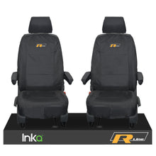 Load image into Gallery viewer, VW TRANSPORTER R-LINE T6 SHUTTLE FRONT 1+1 WATERPROOF SEAT COVERS BLACK
