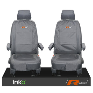 VW TRANSPORTER T6.1,T6,T5.1 KOMBI OR PANEL VAN INKA FRONT 1+1 WATERPROOF SEAT COVERS GREY