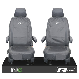 VW TRANSPORTER T6.1,T6,T5.1 KOMBI OR PANEL VAN INKA FRONT 1+1 WATERPROOF SEAT COVERS GREY