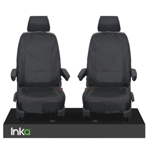 Volkswagen (VW) Caravelle Inka Fully Tailored Waterproof Front Set Seat Covers 2003-2008 Heavy Duty Right Hand Drive Black