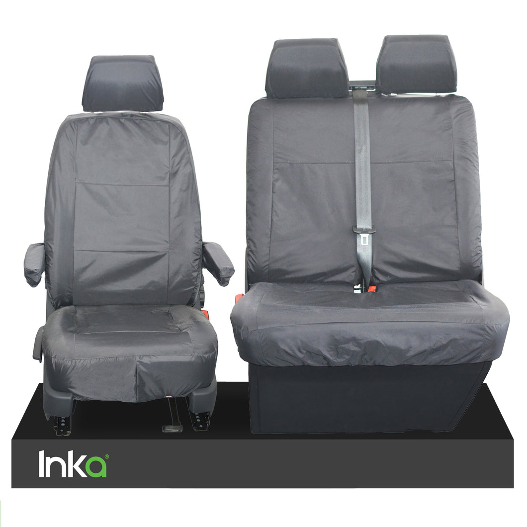 Volkswagen (VW) Transporter T5 Fully Tailored Waterproof Front Set Seat Covers 2009-2015 Heavy Duty Left Hand Drive Grey