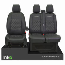 Load image into Gallery viewer, Ford Transit MK8 INKA Front Tailored Seat Covers Black Bentley Diamond Quilt MY 2012+ ( 6 COLORS )
