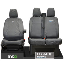 Load image into Gallery viewer, Renault Trafic MK3 X82 Front Tailored Waterproof Seat Covers Grey MY2014+ ( To Fit Solid double base and Solid Double backrest )
