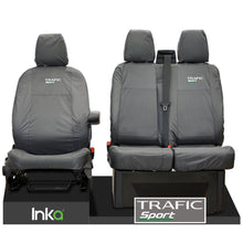 Load image into Gallery viewer, Renault Trafic MK3 X82 Front Tailored Waterproof Seat Covers Grey MY2014+ ( To Fit Solid double base and Solid Double backrest )
