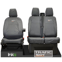 Load image into Gallery viewer, Renault Trafic MK3 X82 Front Tailored Waterproof Seat Covers Grey MY2014+ ( To Fit Solid double base and Solid Double backrest )
