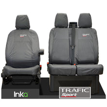 Load image into Gallery viewer, Renault Trafic MK3 X82 Front Tailored Waterproof Seat Covers Grey MY2014+ ( To Fit Solid double base and Solid Double backrest )
