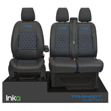 Load image into Gallery viewer, Ford Transit Custom INKA Front Tailored Seat Covers Black Bentley Diamond Quilt MY 2012-23 ( 6 COLORS )
