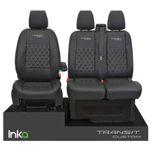 Load image into Gallery viewer, Ford Transit Custom INKA Front Tailored Seat Covers Black Bentley Diamond Quilt MY 2012-23 ( 6 COLORS )
