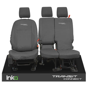 Ford Transit Connect INKA Front Tailored Waterproof Seat Covers with EMB Grey MY13-23