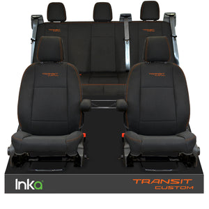 Ford Transit Custom A+ HEAVY DUTY Front & Rear Triple Seat Covers Black MY12-23 ( Choice of 6 Embroidery Colours )