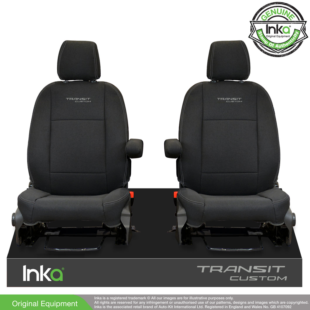Ford Transit Custom Heavy Duty Front 1+1 Seat Covers Genuine OEM MY 12-2023 [Choice of 6 Colours]