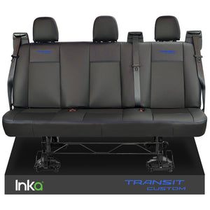 Ford Transit Custom Rear Triple INKA Tailored Seat Covers Black (Double Cab)