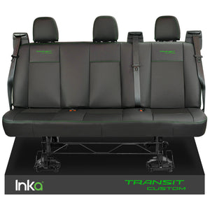 Ford Transit Custom Rear Triple INKA Tailored Seat Covers Black (Double Cab)
