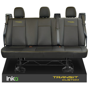 Ford Transit Custom Rear Triple INKA Tailored Seat Covers Black (Double Cab)
