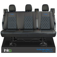 Load image into Gallery viewer, Ford Transit Custom Rear Triple INKA Tailored Seat Covers Black Bentley Diamond Quilt 2012+ Model Years
