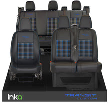 Load image into Gallery viewer, Ford Transit Custom Double Cab Front &amp; Rear Triple INKA Tailored Seat Covers Black OEM Vinyl Leatherette MY2012-23
