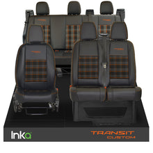 Load image into Gallery viewer, Ford Transit Custom Double Cab Front &amp; Rear Triple INKA Tailored Seat Covers Black OEM Vinyl Leatherette MY2012-23
