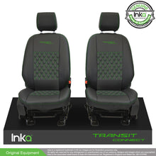 Load image into Gallery viewer, Ford Transit Connect Front 1+1 INKA Tailored Seat Covers Black Bentley Diamond Quilt MARK 2 - MY-2013-2023
