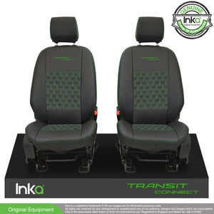 Ford Transit Connect Front 1+1 INKA Tailored Seat Covers Black Bentley Diamond Quilt MARK 2 - MY-2013-2023