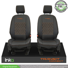 Load image into Gallery viewer, Ford Transit Connect Front 1+1 INKA Tailored Seat Covers Black Bentley Diamond Quilt MARK 2 - MY-2013-2023
