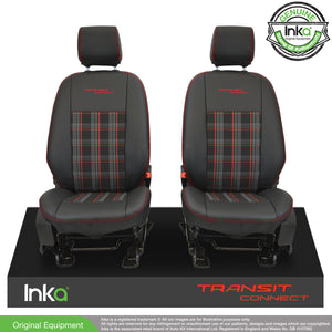 Ford Transit Connect Front 1+1 INKA Tailored GTi Tartan Seat Covers Black OEM - MY 2013-23