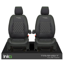 Load image into Gallery viewer, Ford Transit Custom INKA Front 1+1 Tailored Seat Covers Black Bentley Diamond Quilt ( Choice of 6 Colours MY-2012-23)

