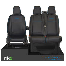 Load image into Gallery viewer, INKA Tailored Ford Transit Custom Front 1+2 Vinyl Leatherette Black Seat Covers [Choice of 7 Stitch Colours]
