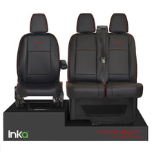 Load image into Gallery viewer, INKA Tailored Ford Transit Custom Front 1+2 Vinyl Leatherette Black Seat Covers [Choice of 7 Stitch Colours]
