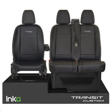 Load image into Gallery viewer, INKA Tailored Ford Transit Custom Front 1+2 Vinyl Leatherette Black Seat Covers [Choice of 7 Stitch Colours]
