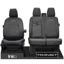 Load image into Gallery viewer, FORD TRANSIT MK8 FRONT TAILORED WATERPROOF SEAT COVERS JUMBO GREY 14-2023

