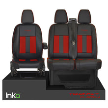 Load image into Gallery viewer, INKA Tailored Ford Transit Custom Front Seat Covers Black 1+2 OEM Vinyl Matt Leatherette with Embroidery [Choice of 6 colours]
