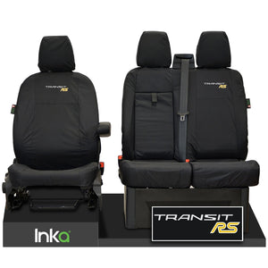 FORD TRANSIT MK8 RS FRONT TAILORED WATERPROOF SEAT COVERS BLACK JUMBO 2014-2023