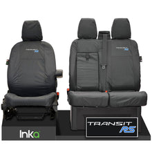 Load image into Gallery viewer, FORD TRANSIT MK8 RS FRONT TAILORED WATERPROOF SEAT COVERS GREY JUMBO 2014-2023
