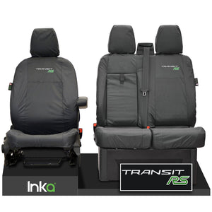 FORD TRANSIT MK8 RS FRONT TAILORED WATERPROOF SEAT COVERS GREY JUMBO 2014-2023